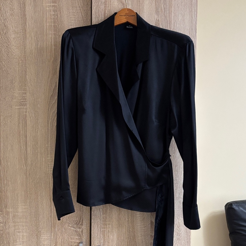 Ellen Tracy Black Wrap Blouse